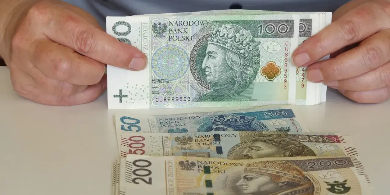 Ręce trzymają stos banknotów 100 zł. Pod spodem leżą banknoty 50, 500 i 200 zł. Pytanie: co po zasiłku rehabilitacyjnym?