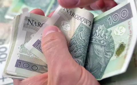 Dłoń trzyma stos polskich banknotów 100 zł. Zastanawiasz się, ile komornik może zabrać z L4?