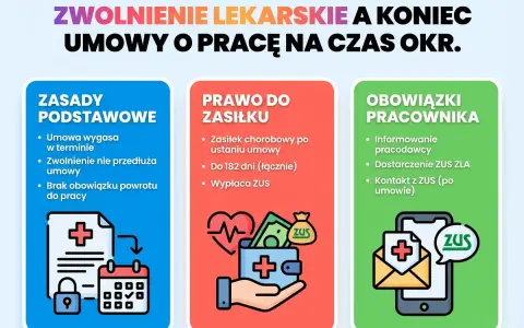Zwolnienie lekarskie a umowa na czas określony. Informacje o zasadach, prawie do zasiłku i obowiązkach pracownika, gdy trwa l4 na okres wypowiedzenia.