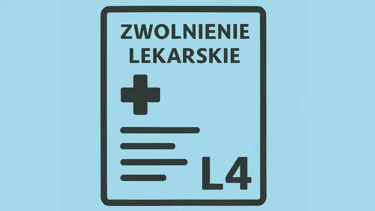 Ikona zwolnienia lekarskiego, symbol L4. Dokument medyczny, który pozwala na usprawiedliwienie nieobecności w pracy.