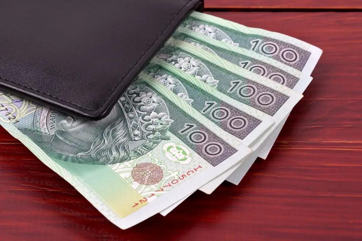 Portfel z banknotami 100 zł. Czy premia uznaniowa może pokryć koszty chorobowego?