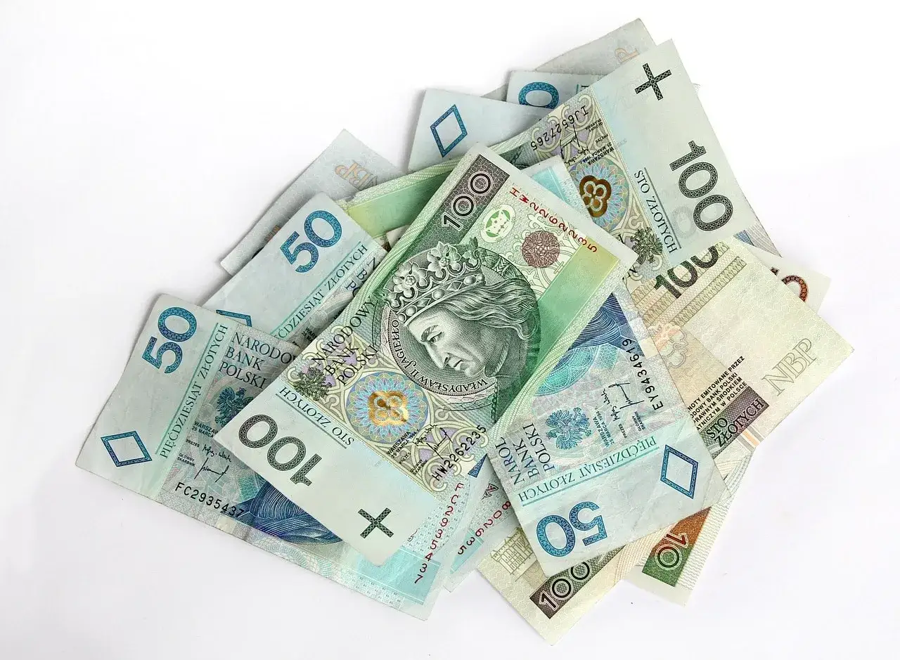 Stos banknotów 50 i 100 zł. Czy premia uznaniowa może pokryć koszty związane z chorobowym?